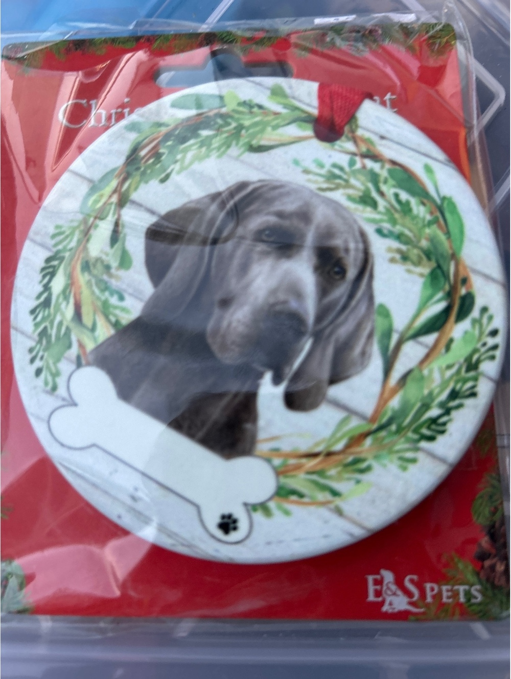 E & S Pets Weimaraner Christmas Ornament